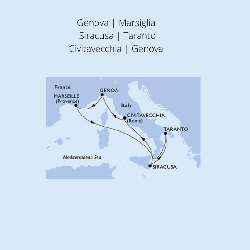 Genova Marsiglia Siracusa Taranto Civitavecchia Brescia